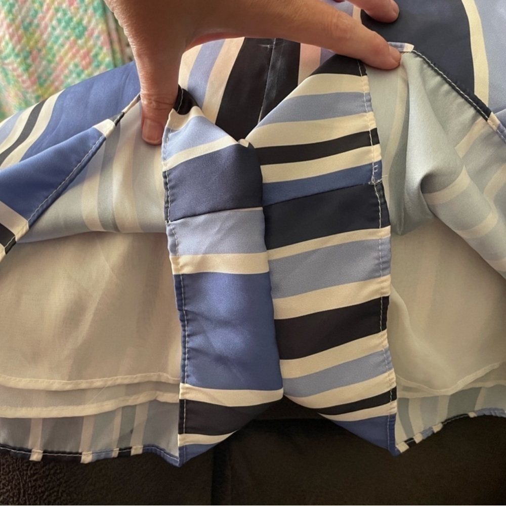 Zara Blue White Striped Wrap Lined Romper Size Small - Picture 9 of 16